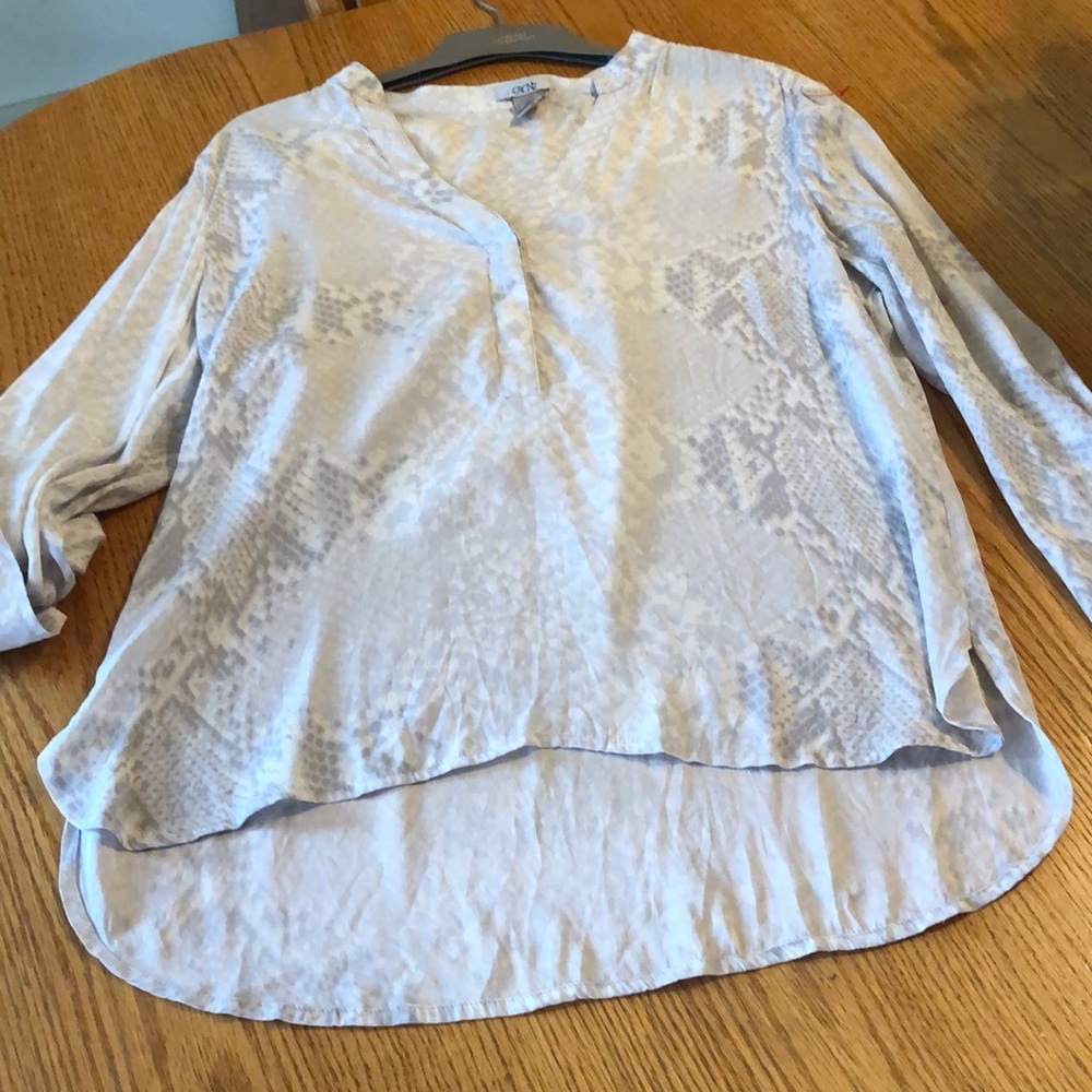 Cache Silk 1/4 Button Down Long Sleeve Blouse. Si… - image 1